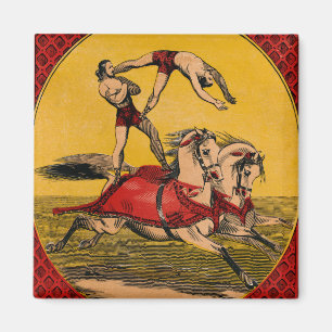 Vintage Print Of Bareback Riders Perfoming Stunts Magnet