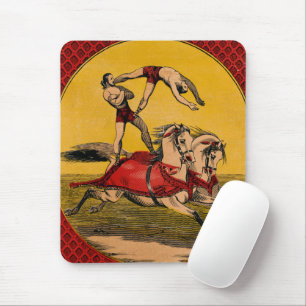 Vintage Print Of Bareback Riders Perfoming Stunts Mouse Pad