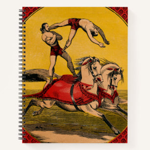 Vintage Print Of Bareback Riders Perfoming Stunts Notebook