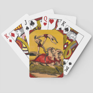 Vintage Print Of Bareback Riders Perfoming Stunts Playing Cards
