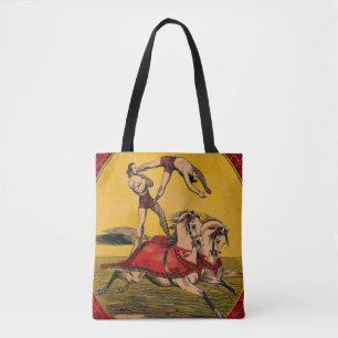 Vintage Print Of Bareback Riders Perfoming Stunts Tote Bag