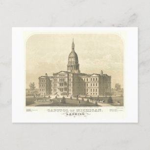 Vintage Print of State Capitol in Lansing, Mich Postcard
