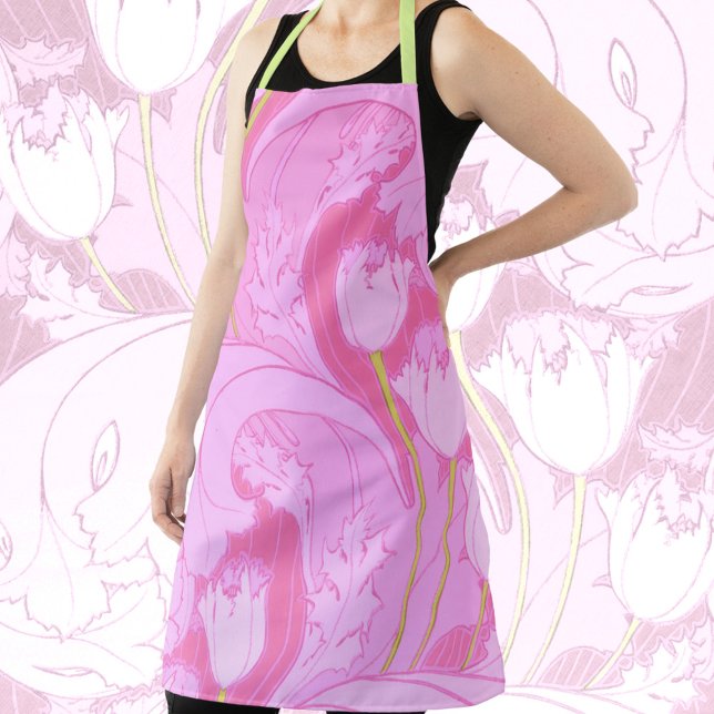 Vintage Print Pink Lily Apron (Creator Uploaded)