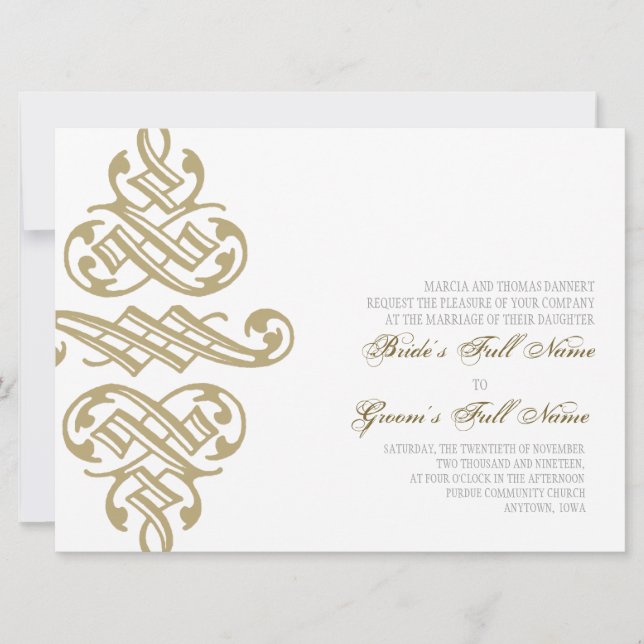 Vintage Printers Ornament Swirl - Wedding Invites (Front)