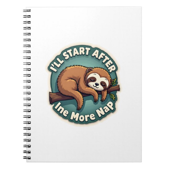 Vintage Procrastination Sloth Funny Student Shirt  Notebook (Front)