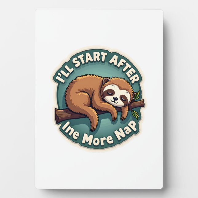 Vintage Procrastination Sloth Funny Student Shirt  Plaque (Front)