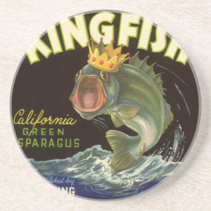 Vintage Product Can Label Art, Kingfish Asparagus Coaster