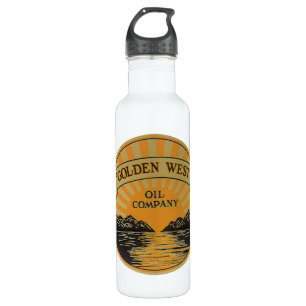 Vintage Product Label Art, Golden West Oil Company 710 Ml Water Bottle