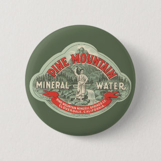 Vintage Product Label, Pine Mountain Mineral Water 6 Cm Round Badge