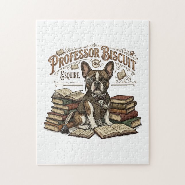 Vintage Professor Biscuit Frenchie Esquire  Jigsaw Puzzle (Vertical)