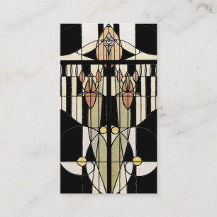 Vintage Profile Card Stained Glass Panel Black