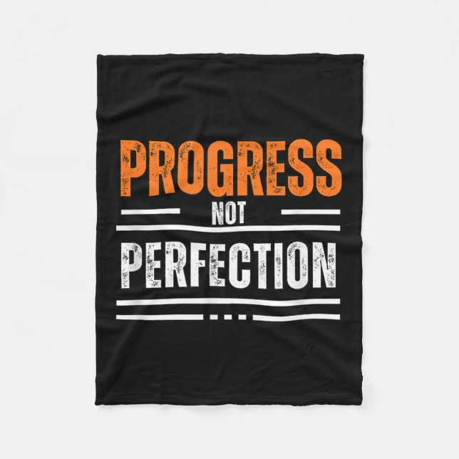 Vintage Progress Not Perfection Motivational Phras Fleece Blanket (Front)