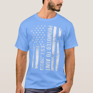 Vintage Promoted To Aunt Est 2023 American Flag T-Shirt