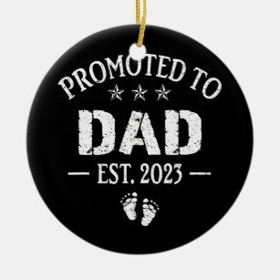 Vintage Promoted to Dad 2023 for New Dad First Ceramic Tree Decoration