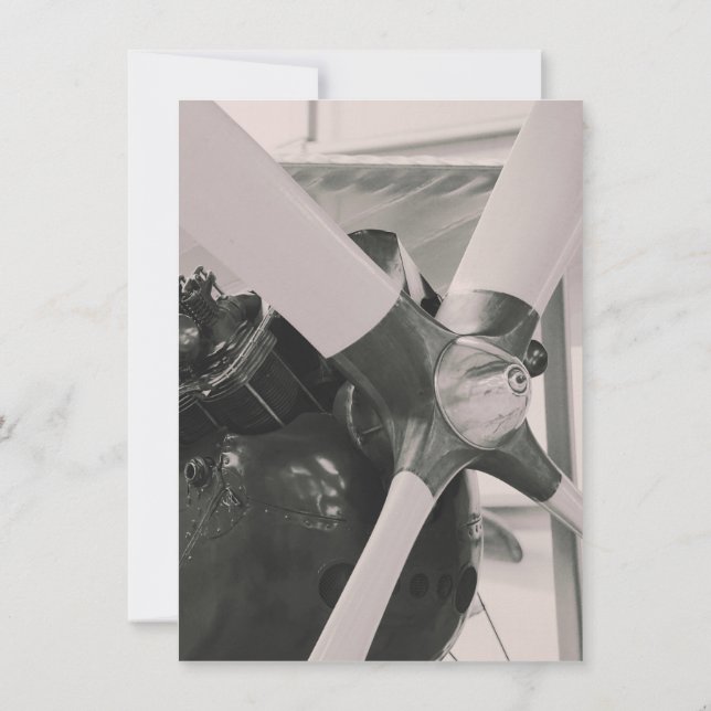 Vintage Propeller Plane Photographic Print. Invitation (Back)