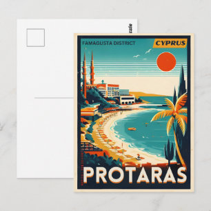 vintage Protaras cyprus holiday on beach gift Postcard