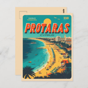 vintage Protaras cyprus holiday on beach gift Postcard