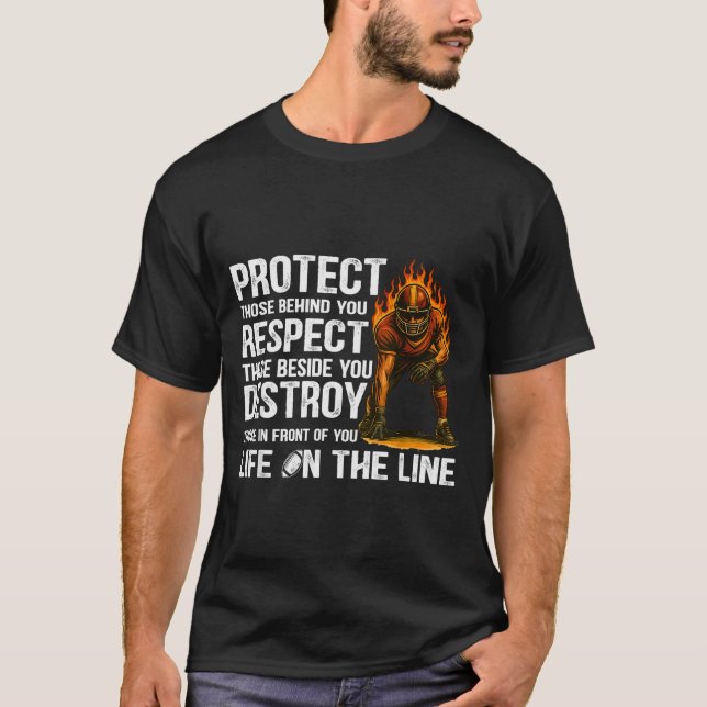 Vintage Protect Respect Destroy Offensive Lineman  T-Shirt (Front)