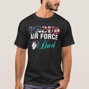 Vintage Proud Air Force Dad With American Flag Gif T-Shirt