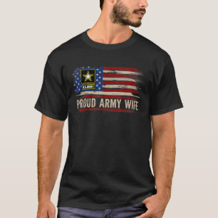 Vintage Proud Army Wife American Flag Veteran Gift T-Shirt