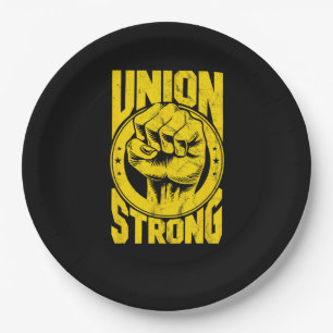 Vintage Proud Labour Day Workers Union Strong Fist Paper Plate