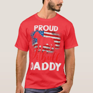 Vintage Proud Pitbull Dog Daddy American Flag T-Shirt