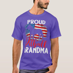 Vintage Proud Pitbull Dog Grandma American Flag  T-Shirt