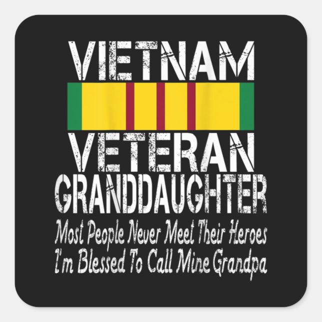 Vintage Proud Vietnam Veteran Granddaughter Square Sticker (Front)