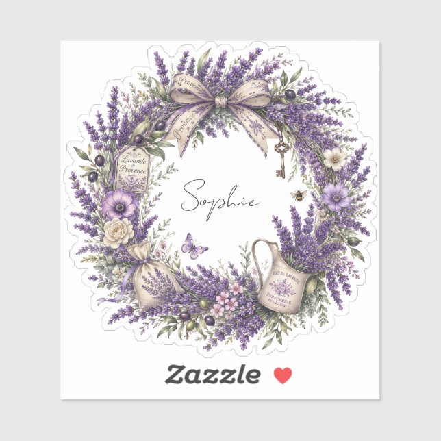 vintage provence lavender wreath personalised (Sheet)