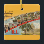 Vintage Providence RI Ornament<br><div class="desc">A vintage postcard greeting from Rhode Island repurposed on an ornament.  Keep the image on the back or remove it and add your personal message.</div>