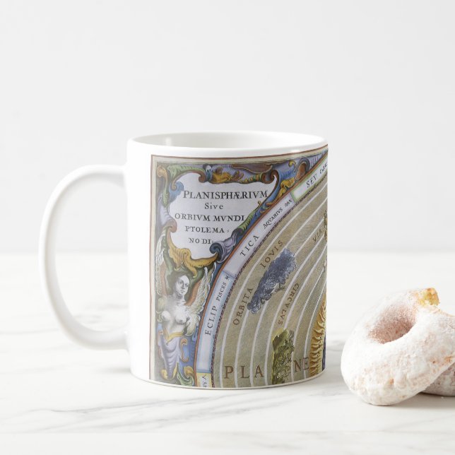 Vintage Ptolemaic Planisphere by Andreas Cellarius Coffee Mug (With Donut)