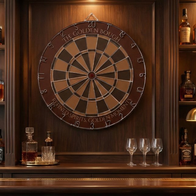 Vintage Pub Aesthetic Brown & Gold Custom Text Dartboard (Creator Uploaded)