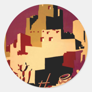 Vintage Pueblos of the Southwest WPA Poster Art Classic Round Sticker