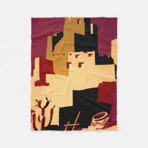 Vintage Pueblos of the Southwest WPA Poster Art Fleece Blanket