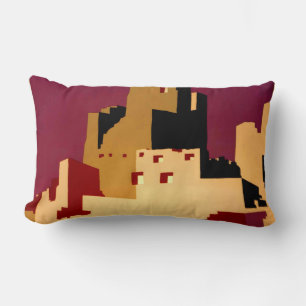 Vintage Pueblos of the Southwest WPA Poster Art Lumbar Cushion