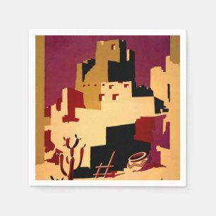 Vintage Pueblos of the Southwest WPA Poster Art Napkin