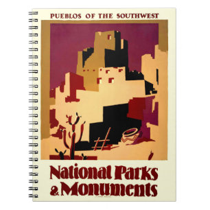 Vintage Pueblos of the Southwest WPA Poster Art Spiral Notebook