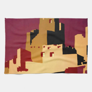 Vintage Pueblos of the Southwest WPA Poster Art Tea Towel