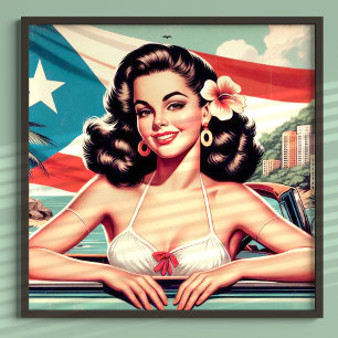 Vintage Puerto Rican Girl Poster