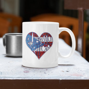 Vintage Puerto Rico Flag Boricua Heart   Coffee Mug