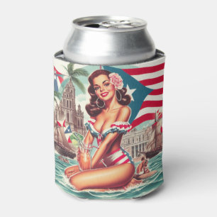 Vintage Puerto Rico Pin-Up Can Cooler