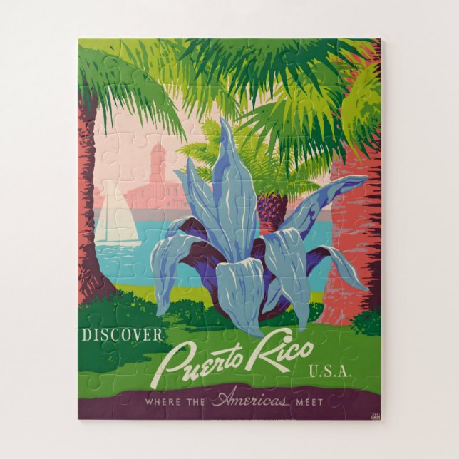 Vintage Puerto Rico Travel Art Ilustration Jigsaw Puzzle (Vertical)
