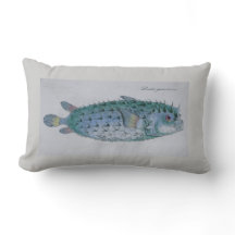 vintage puffer fish pillow