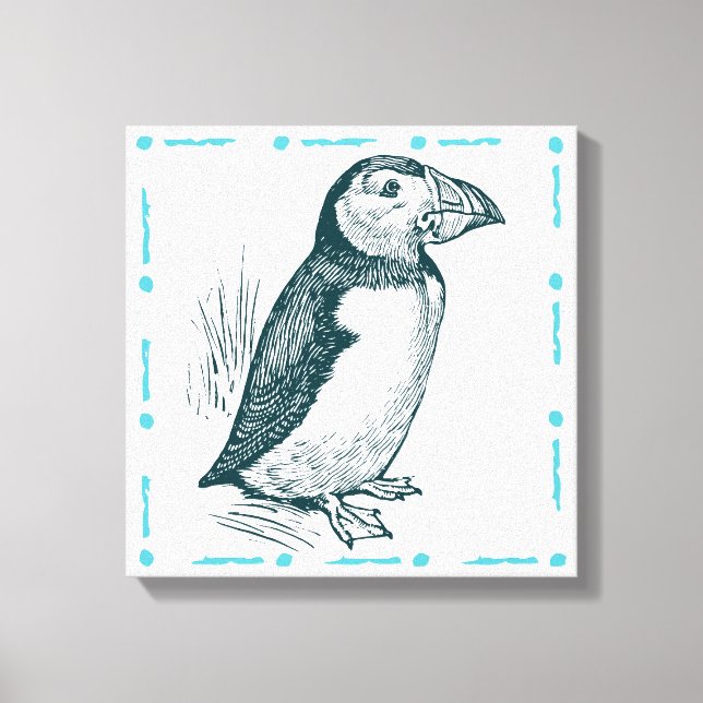 Vintage Puffin Canvas Print (Front)