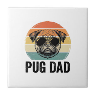 Vintage Pug Dad Engraving Dog Lover Design_1 Tile