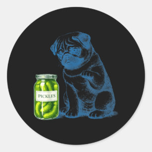 Vintage Pug Dog ckle Jar Classic Round Sticker