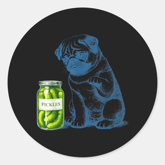 Vintage Pug Dog ckle Jar Classic Round Sticker (Front)