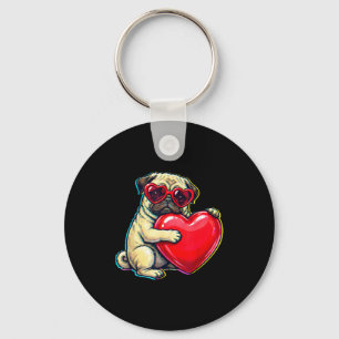 Vintage pug funny youth life dad mum retro dog key ring