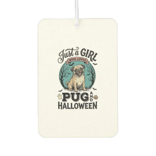 Vintage Pug Halloween Girl Dog Lover Shirt Design_ Car Air Freshener