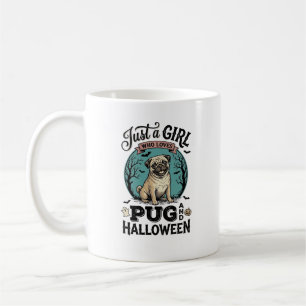 Vintage Pug Halloween Girl Dog Lover Shirt Design_ Coffee Mug